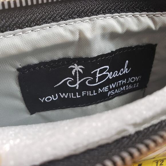 California Beach Cosmetics Case Mini Paisley Purse Neoprene You Fill Me Joy 9x5 - Picture 3 of 9